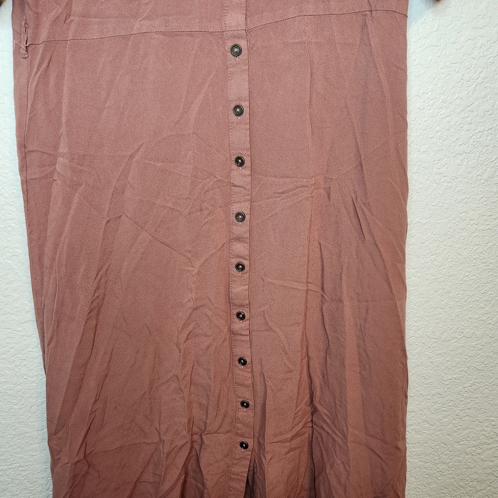 Figs Button-Front Shirt Dress in Dusty Rose - Picture 2 of 15